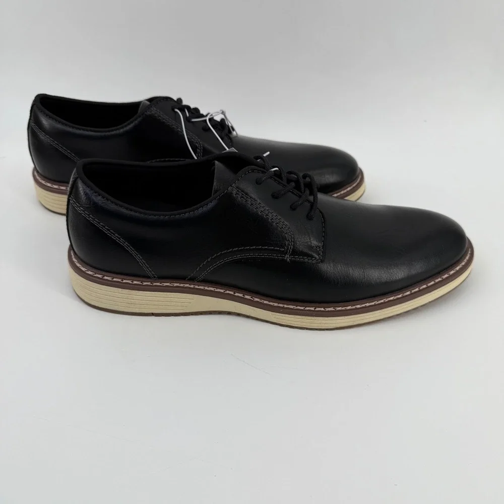 NEW Steve Madden P-Jansen 1849688 Men's Black Leather Lace Up Dress Shoes‎ sz 9